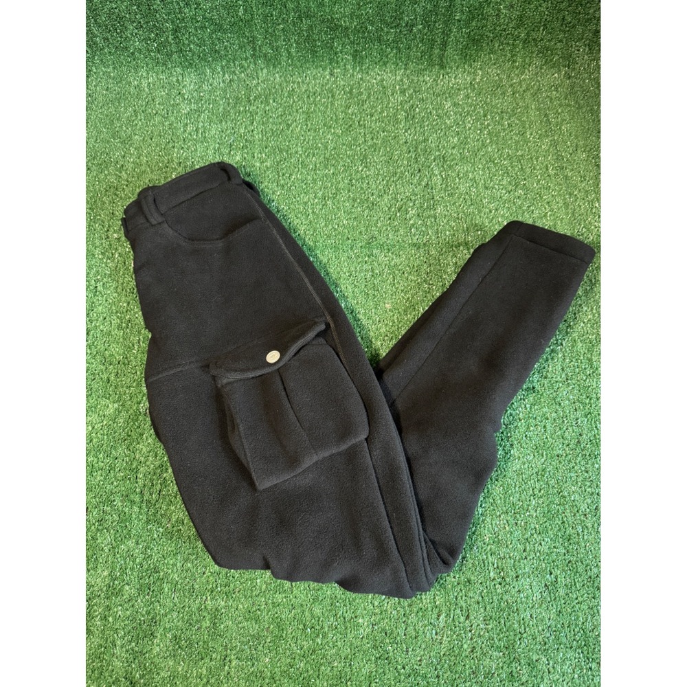 Vintage Chanel Identification Black Fleece Cargo Pants CC Logo Buttons  36